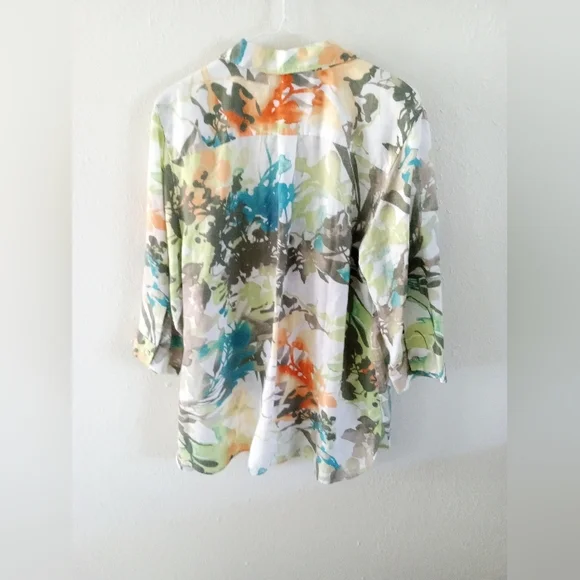 🆕 CHICO'S 100% Linen Paradise No Iron Tunic Blouse | XL (16) NWT - Picture 7 of 10